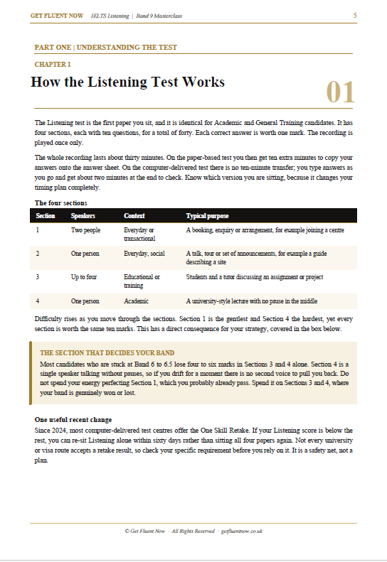 IELTS Listening Band 9 Masterclass sample interior page 1