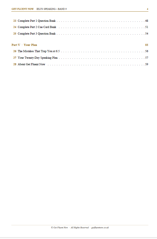 IELTS Speaking Band 9 Masterclass table of contents page 2